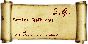 Stritz György névjegykártya